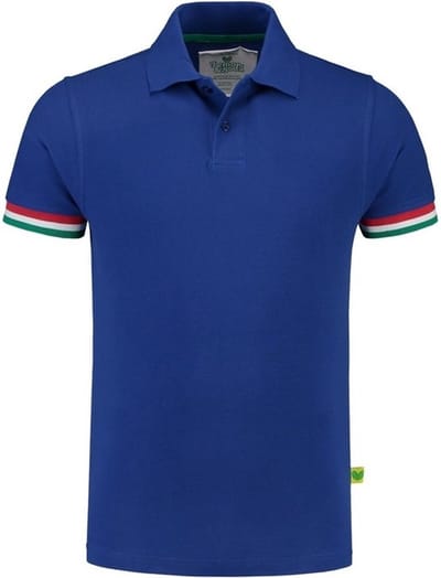 Blauw poloshirt in de kleuren van Italie voor heren M