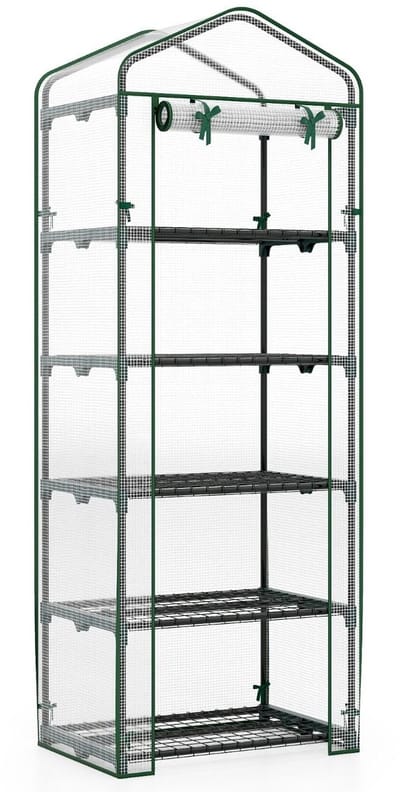 Kweekkas – Kas - Kweekbak - Opvouwbaar - Stevig Frame - Beschermend - Ruim - Met Roldeuren - Wit