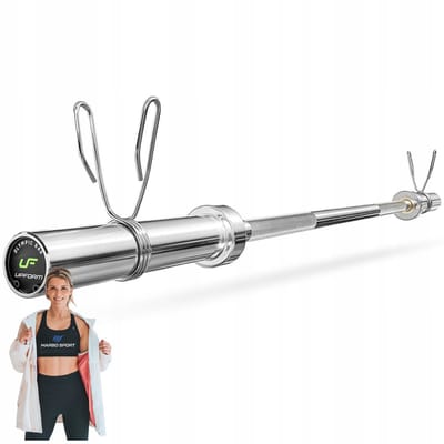 Marbo Sport - Olympische halterstang - Olympic Barbell - UF-G150-OLI-CH - 150 cm - Verchroomd staal - Inclusief veerclips - Voor krachttraining en thuisgym en Home Gym - Max. 320 kg