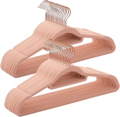 Famanu – Metalen kleerhangers, set van 30, roségoud en ruimtebesparend ontwerp