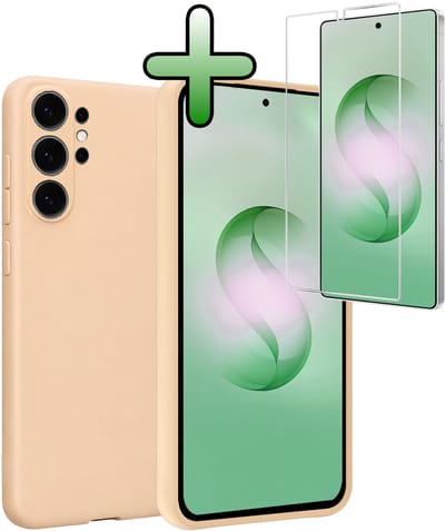 Hoesje Met Screenprotector - Geschikt voor Samsung Galaxy S26 Ultra - Sterk & Shockproof - Back Cover - Siliconen Case - Telefoon Hoes - Zand