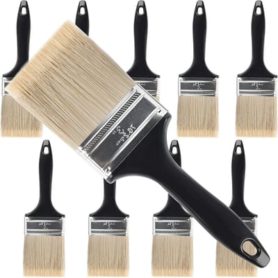 10-delige 7.5cm Verfkwast Set met Behandelde Plastic Handgreep, Professionele Kwasten voor DIY Verfprojecten, Meubels, Tuinhekken en Wandbekleding
