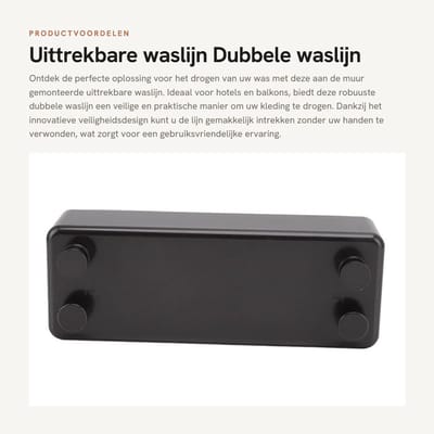 Dailygoods- Waslijn Uittrekbaar 30 Meter - Dubbele Waslijn - Roestvrij Staal - Veiligheidsdesign - Voor Balkon - Ruimtebesparend - Kledinglijn