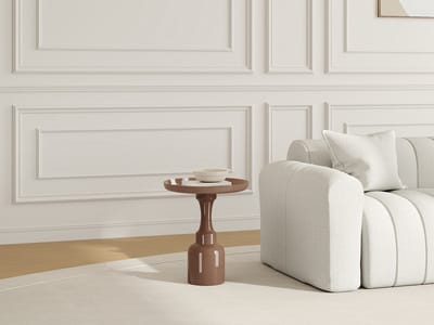 Vente-unique Sidetable van metaal - Glanzend taupe - KYRESA
