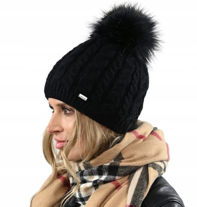 Alur - Wintermuts - Zwart - Polarfleece - Dubbelzijdig - Pompon