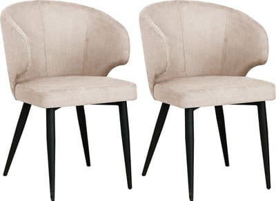Colenis Sara Eetkamerstoelen Set van 2 – Beige Linnen – Zwarte Poten