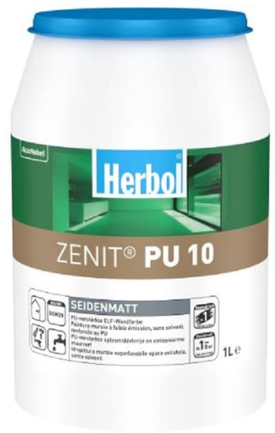 Herbol Zenit PU 10 - Goed dekkende zijdematte watergedragen muurverf - 1 L - RAL 9001 Cremewit
