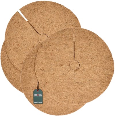 KOTARBAU® 4 stuks Kokosschijf, Kokosvezel, 45 cm, Bruin, Mulchschijf Kokos, voor Planten, Biologisch Afbreekbaar, Onkruidbescherming, Kokosschijven voor Planten