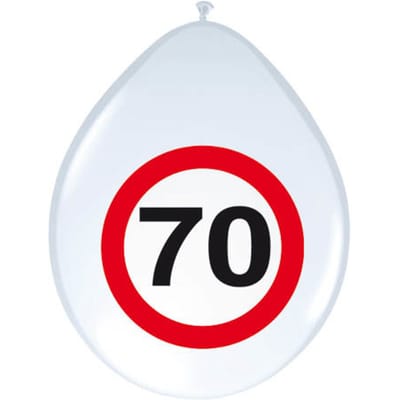 Folat - Ballonnen verkeersbord 70 (8 stuks)