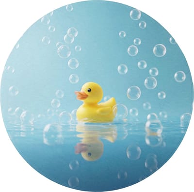 Badmat rond 70x70 cm - Antislip - Bubbels - Badeend - Geel - Badmatten voor badkamer - Badkamermat - Douchemat - Ronde badkamer mat