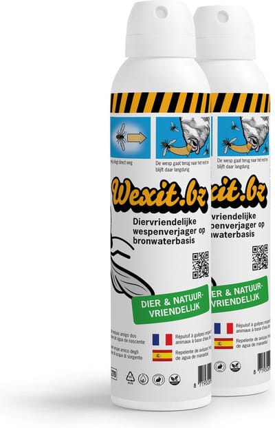 Wexit.bz - 2 x Wespenspray op bronwaterbasis - Dier & natuurvriendelijk - BBQ - Terras - Horeca - Wespen - Wespennest