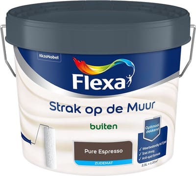 Flexa - Strak Op De Muur Buiten Zijdemat - Pure Espresso - Mengverf - 2,5 L