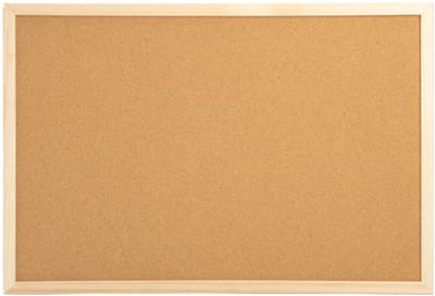 Benson Prikbord van kurk - houten rand - 40 x 60 cm - inclusief 5 punaises - school/kantoor/keuken