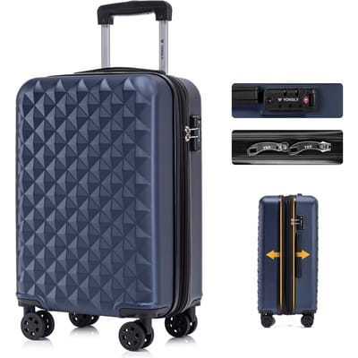 YONSLY Uitbreidbare harde koffer 16/20/24/28 inch met TSA-slot 4 stille wielen 360° °   Roll Mesh tas Minimalistische koffer voor DAMES S/M/L/XL voor korte reizen & zakenreizen
