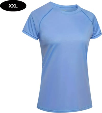 Livano Sportshirt Dames - Sport - Fitness - Compressie Shirt - Corrigerend Hemd - Sportkleding - Vrouwen - Hemelsblauw - XXL