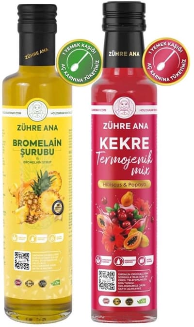 Zühre Ana Set – Bromelain Siroop met Vitamine C & Q10 + Kekre Thermogenic Mix Hibiscus Papaya – 2x 250 ml/g