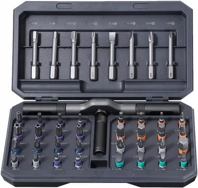 Complete 42-in-1 Magnetische Schroevendraaier Set met Afneembare Ratchet Handgreep, Inclusief 8 Lange en 32 Korte Bits voor Nauwkeurige Reparatiewerkzaamheden en Klusprojecten