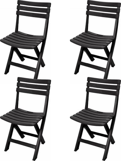 Relaxwonen - 4 tuinstoelen - antraciet - inklapbaar
