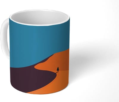 Mok - Koffiemok - Feloranje duinen - Schaduw - Lege hemel - Mokken - 350 ML - Beker - Koffiemokken - Theemok