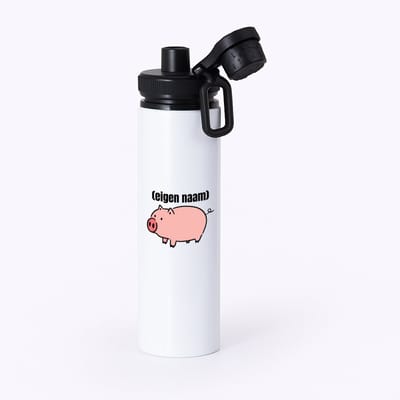 Hacebo® - varken met eigen naam waterfles met draaidop zwart - Varken - boeren/varken liefhebbers - iemand die houdt van varkens - verjaardag - cadeau - kado - geschenk - water fles - 850ML