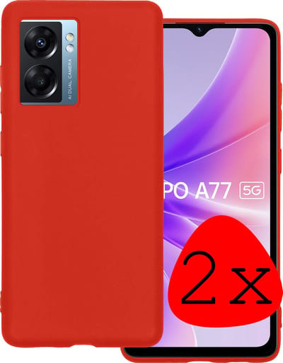 Hoesje 2 Stuks - Geschikt voor OPPO A77 - Sterk & Shockproof - Case Siliconen - Back Cover - Telefoon Hoes - Rood