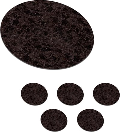 Onderzetters voor glazen - Rond - Graniet - Zwart - Patronen - 10x10 cm - Glasonderzetters - 6 stuks