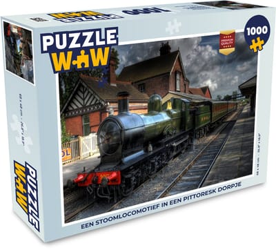 Puzzel Een stoomlocomotief in een pittoresk dorpje - Legpuzzel - Puzzel 1000 stukjes volwassenen