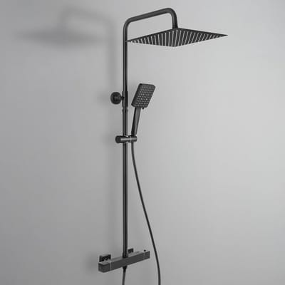 Auralum Max Regendouche met Thermostaatkraan - Doucheset - XL Ø 30 cm Douchekop - Handdouche Met 6 standen - Waterbesparend - Verstelbare Hoogte 88-124cm - Zwart