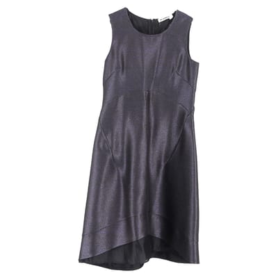Jil Sander midi-jurk met ronde hals in metallic grijs polyester