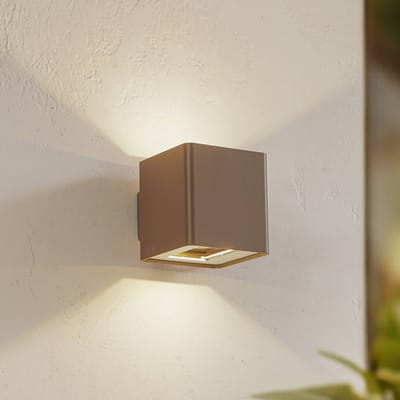 Lucande LED buiten wandlamp Aaron, bruin, IP54, up/down