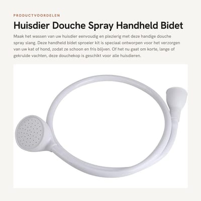 Dailygoods- Huisdier Douchekop Handheld - Douche Spray - Rubber Slang - Bevestiging op Kraan - Geschikt voor Katten/Honden - Eenvoudig Wassen - Dierenwas