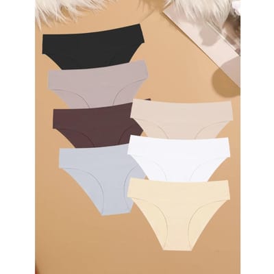 7 Stuks Ijszijde Naadloos Ondergoed Voor Vrouwen Sexy Ultradunne Lage Taille Slipjes Vrouwelijk Comfortabel Effen Slips Lingerie S&7PCS black