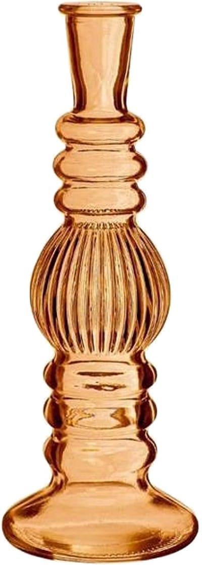 Ideas 4 Seasons Bloemenvaas Florence - zacht oranje glas - ribbel - D8,5 x H23 cm