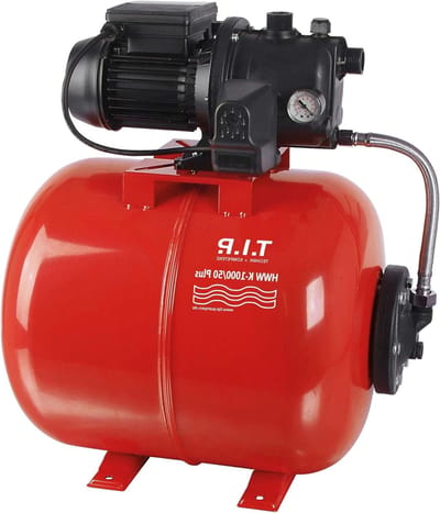 Hydrofoorpomp met drukvat - Huishoudpomp water - Automatische watervoorziening - Zelfaanzuigende jetpomp - 50 liter vat - Rood