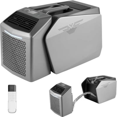 VEVOR Mobiele Airconditioner 580W, 4850 BTU Draagbare Airconditioner, Mobiele Airconditioner met Afvoerslang, Afstandsbediening, 24-uurs Timer, Camping Airconditioner met 200m³/u Luchtstroom voor Campers, Tenten, Vrachtwagens, Donkergrijs