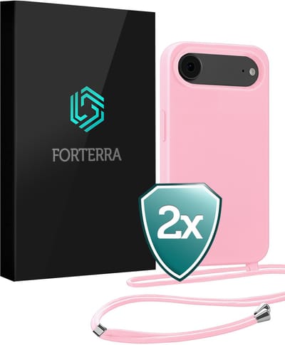 Hoesje Geschikt voor iPhone Air Case Siliconen Hoes Met Koord - Hoes Geschikt voor iPhone Air Met Telefoonkoord Hoesje Backcover - Lichtroze - 2 PACK