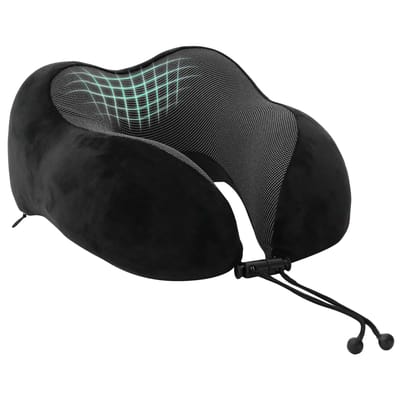 vidaXL - Reiskussen - voor - de - nek - Zwart - Traagschuim - 27 - x - 26 - x - 14 - cm