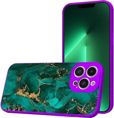 Smartphonica Telefoonhoesje Geschikt voor iPhone 13 Pro met Groen Goud Marmer opdruk - TPU Back Cover Case Green Gold Marble Design - Paars geschikt voor iPhone 13 Pro