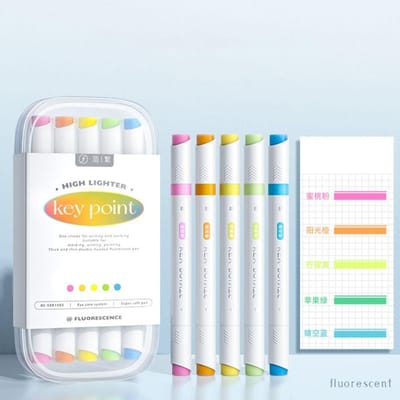 5 stks/set Student Gift School Kantoorbenodigdheden Markeerstift Fluorescerende Pen Hand Account Pen Lijnkleur Marker Pen