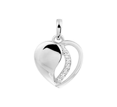 Zilver Gerhodineerde Hanger hart zirkonia 1328699