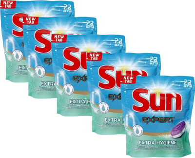 Sun Expert - Extra Hygiëne - vaatwastabletten - 5 x 22 tabs - Totaal 110 tabs - Voordeelverpakking