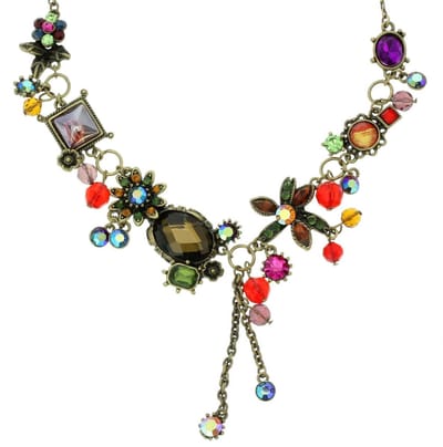 Behave Gekleurde ketting met bloemetjes en steentje