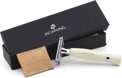 Scheermes voor heren perfecte schoon scheren baard en snor dubbele rand veiligheidsscheermes met leer zakje perfecte cadeau voor heren