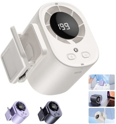 Miniventilator - Draagbare ventilator - USB - Handventilator - Clipventilator - Ventilator voor bevestiging aan de heup - Drie snelheden instelbaar - Geschikt voor thuis, buiten en op kantoor - Gebroken wit - 84*74*63 mm