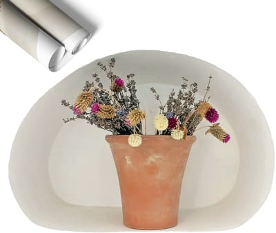 Wallfluent 3D Muursticker - Gedroogde bloemen Zelfklevende 3D Muursticker - 60x41 cm - Beige Moderne 3D Muursticker - 3D Effect Muursticker - 3D Effect Sticker - Decoratieve 3D Muursticker - Optische Illusie Sticker