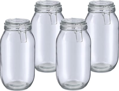 Zeller Voorraadpot/bewaarpot Alfie - 4x - 2L - glas - beugelsluiting - D13 x H26 cm