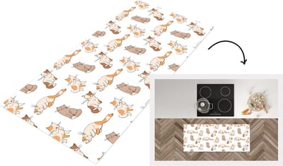 Keukenloper - Loper keuken - Patroon - Kat - Kitten - 120x50 cm - Keukenloper vinyl