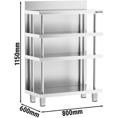 GGM Gastro Bar-Arbeitstisch - Edelstahl - 800x600mm - mit 4 Ablagen