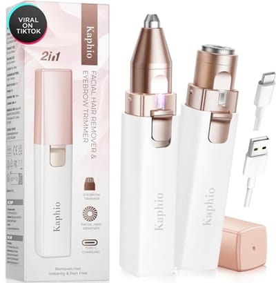 Pijnloze 2-in-1 Gezichtshaar- en Wenkbrauwtrimmer voor Vrouwen – Oplaadbaar Elektrisch Ontharingsapparaat