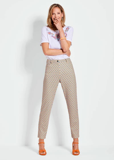 Gedessineerde broek LOUISA - meerkleurig / gedess. - Gr. 40 van Goldner Fashion